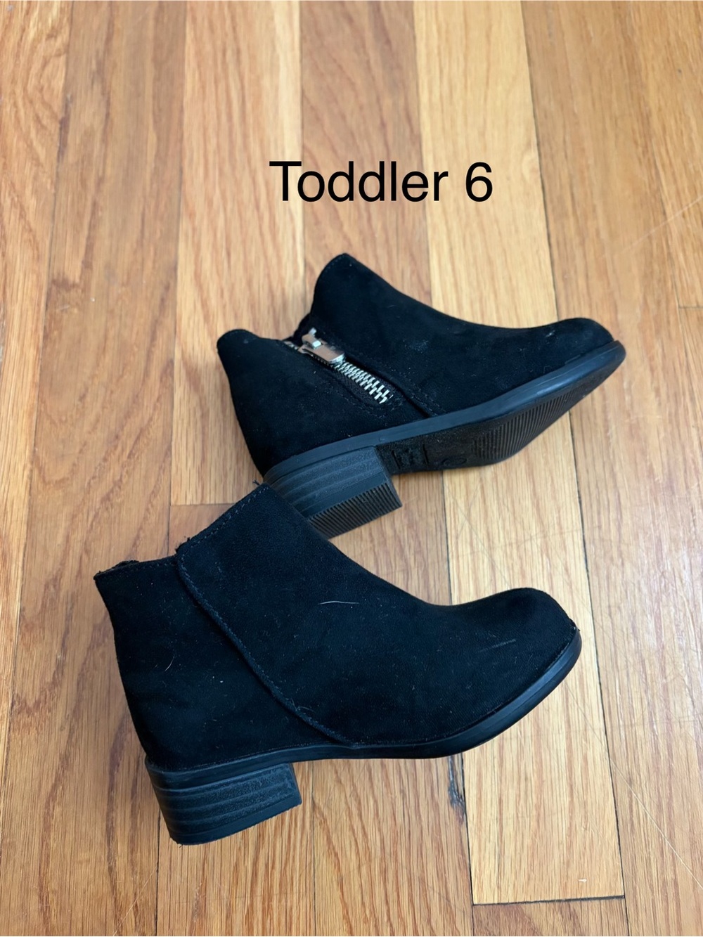 jumping beans Black Suede Toddler Ankle Boots with Side Zip